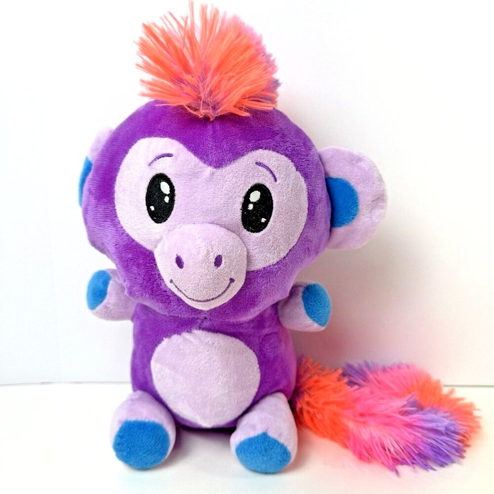 Vintage Fiesta Purple Orange Plush Monkey Rainbow Hair Tail Stuffed Animal Toy